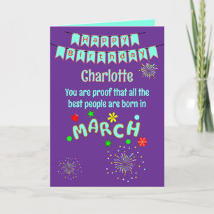 Happy March Birthday Folded Greeting Card