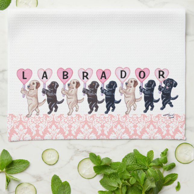 Happy Marching Labradors Painting Kitchen Towel (Folded)