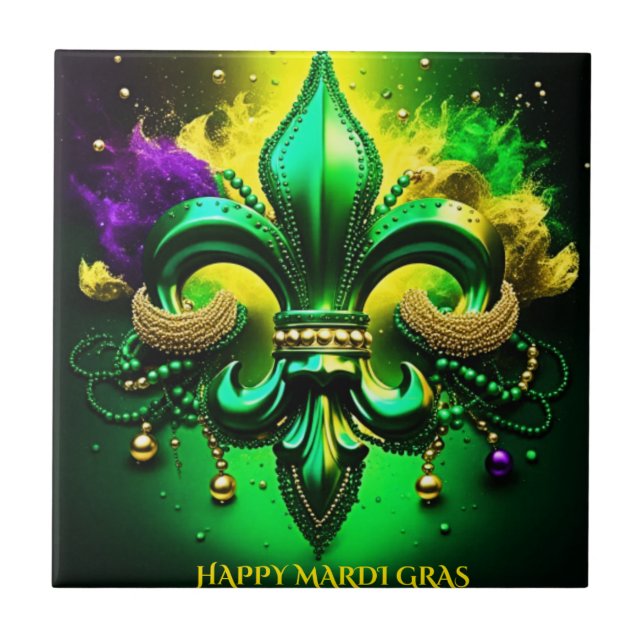 Happy Mardi Gras 2024 Tile (Front)