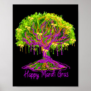 Happy Mardi Gras 2026 Bead Tree New Orleans Women  Poster