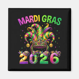 Happy Mardi Gras 2026 Jester Artwork Magnet