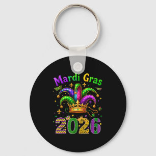 Happy Mardi Gras 2026 Jester Hat Men Women Kid Car Keychain