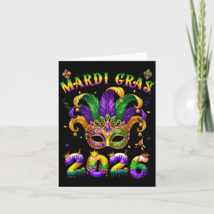 Happy Mardi Gras 2026 Jester Hat New Orleans Men W Card