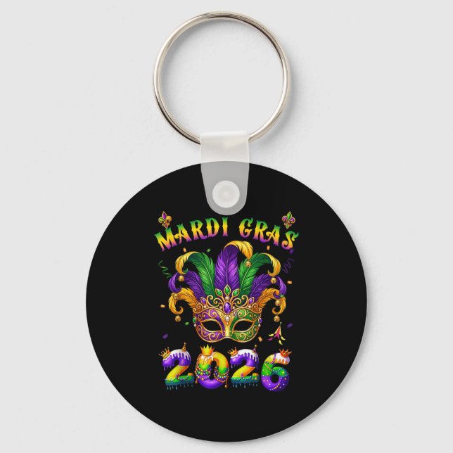 Happy Mardi Gras 2026 Jester Hat New Orleans Men W Keychain (Front)