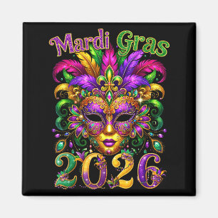 Happy Mardi Gras 2026 Jester Hat New Orleans Men W Magnet