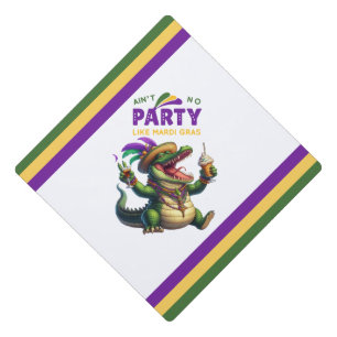 Happy Mardi Gras Alligator Graduation Cap Topper