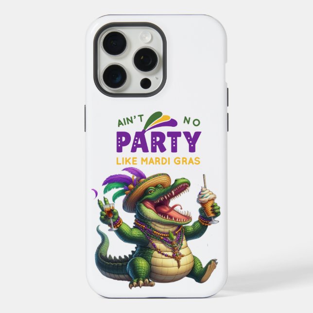 Happy Mardi Gras Alligator iPhone Case (Back)
