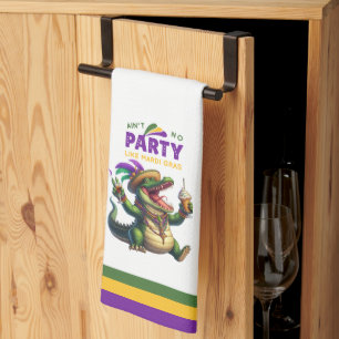 Happy Mardi Gras Alligator Kitchen Towel