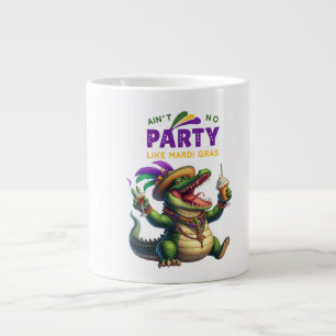 Happy Mardi Gras Alligator Large Coffee Mug