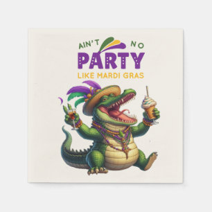 Happy Mardi Gras Alligator Napkin
