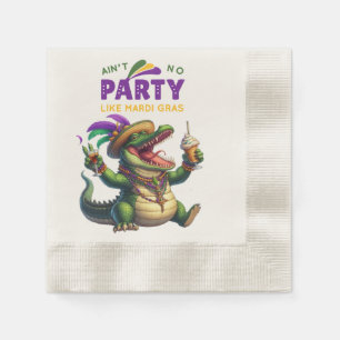 Happy Mardi Gras Alligator Napkin