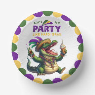 Happy Mardi Gras Alligator Paper Plate