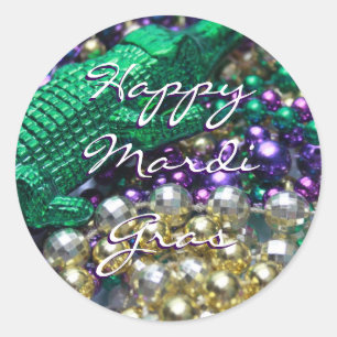 Happy Mardi Gras Alligator Stickers Rond Personnal