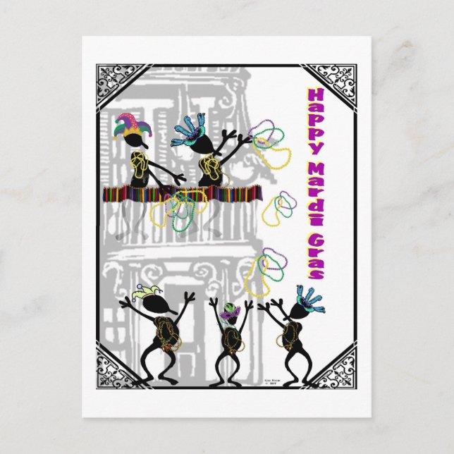 Happy Mardi Gras--Balcony Scene Postcard (Front)