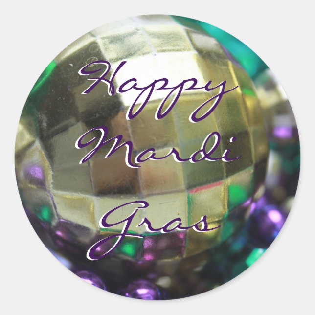 Happy Mardi Gras Bead Throws Customized Stickers (Front)