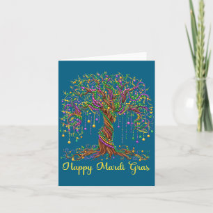 Happy Mardi Gras Beads Tree Card