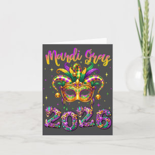 Happy Mardi Gras Carnival 2026 Jester Hat Men Wome Card