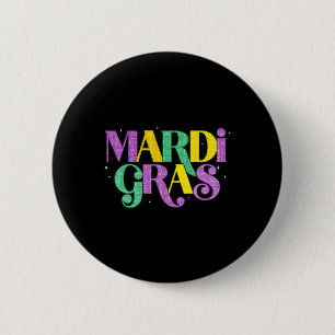 Happy Mardi Gras Carnival Fat Tuesday Fleur De Lis 2 Inch Round Button