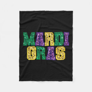 Happy Mardi Gras Carnival Fat Tuesday Fleur De Lis Fleece Blanket