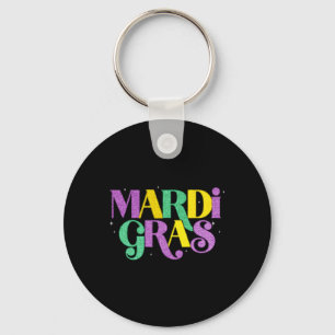 Happy Mardi Gras Carnival Fat Tuesday Fleur De Lis Keychain