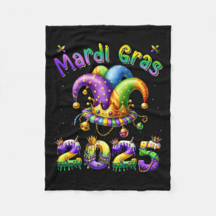Happy Mardi Gras Carnival Mardi Gras 2025 Jester O Fleece Blanket