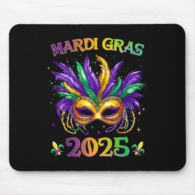 Happy Mardi Gras Carnival Mardi Gras Mask 2025 Jes Mouse Pad (Front)