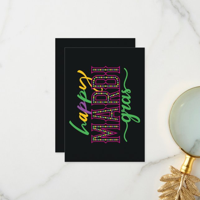 Happy Mardi Gras Customize Wishing  Thank You Card (Front/Back In Situ)