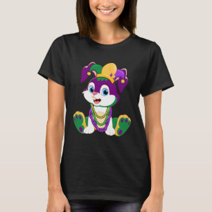 Happy Mardi Gras Cute Bunny Wearing Beads Jester H T-Shirt