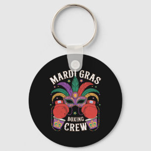 Happy Mardi Gras Day Boxing Crew Masked Player Fan Keychain