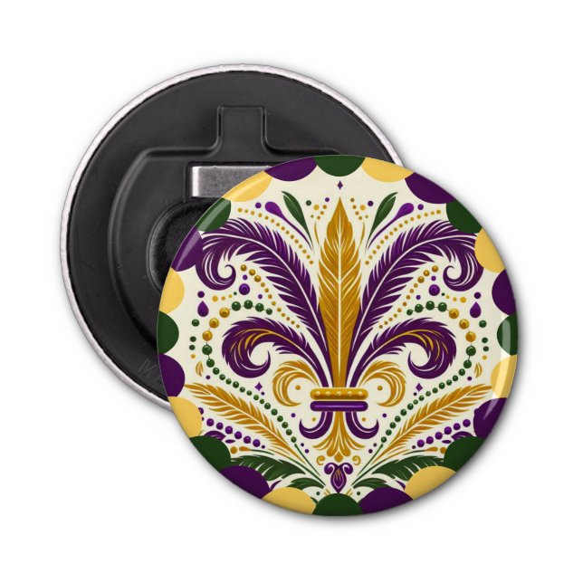 Happy Mardi Gras  fleur-de-lis  Bottle Opener (Front)