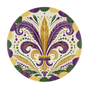 Happy Mardi Gras fleur-de-lis Cutting Board