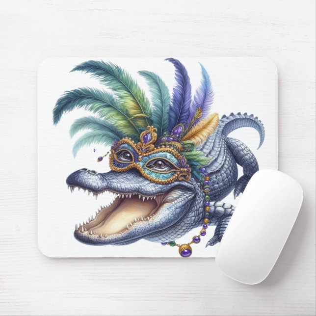 HAPPY MARDI GRAS INSPIRED ALLIGATOR MOUSE PAD (With Mouse)