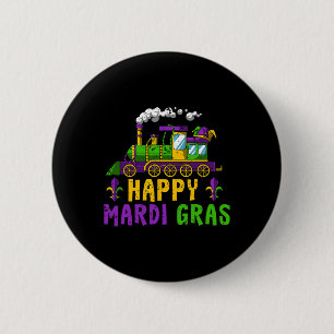 Happy Mardi Gras Jester Train Carnival Parade Part 2 Inch Round Button