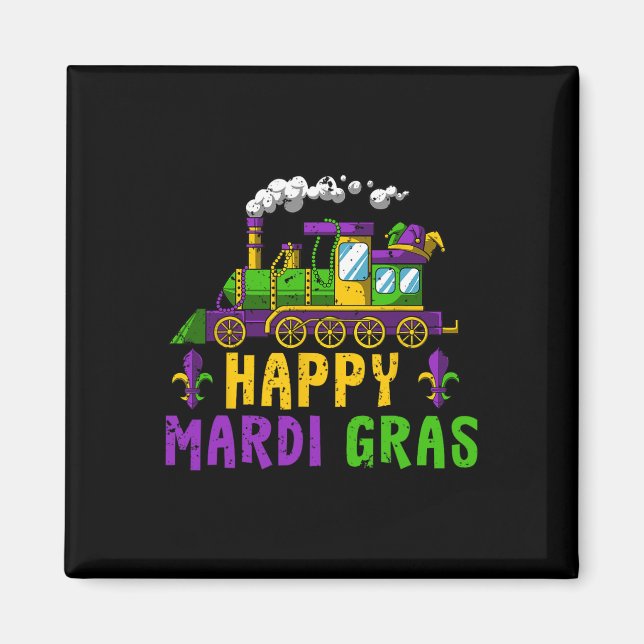 Happy Mardi Gras Jester Train Carnival Parade Part Magnet (Front)