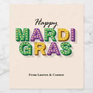 Happy Mardi Gras Personalized Wine Labels