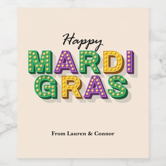 Happy Mardi Gras Personalized Wine Labels (Single Label)