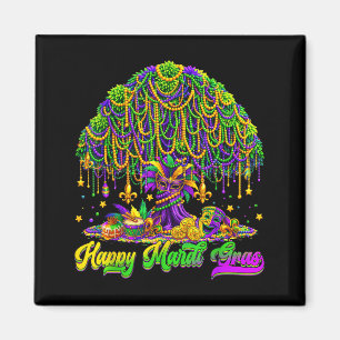 Happy Mardi Gras Tree Beads Mask Carnival New Orle Magnet