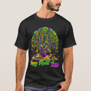 Happy Mardi Gras Tree Beads Mask Carnival New Orle T-Shirt