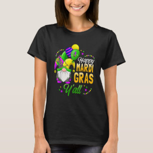 Happy Mardi Gras Yall Gnome Mardi Gras 2023 Beads T-Shirt