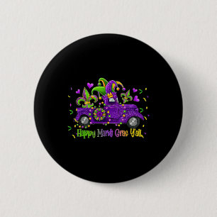 Happy Mardi Gras Y'all Truck Leopard Mardi Gras Bo 2 Inch Round Button