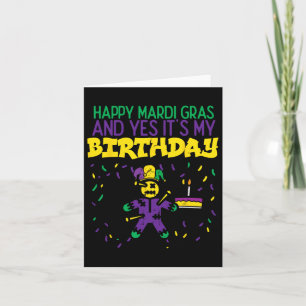 Happy Mardi Gras Yes My Birthday Bday Party Men Wo Card