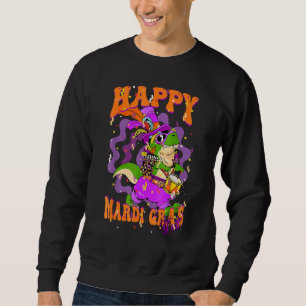 Happy Mardi Gras Yu2019all Drummer Alligator Costu Sweatshirt