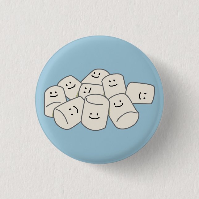 Happy Marshmallow buddies sticky puff sweet friend 1 Inch Round Button (Front)