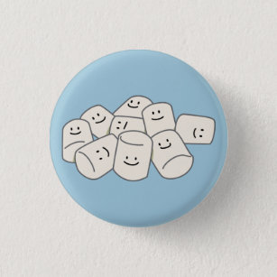 Happy Marshmallow buddies sticky puff sweet friend 1 Inch Round Button