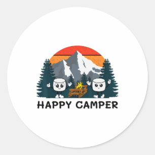 Happy Marshmallow Camper Ba  Classic Round Sticker