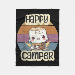 Happy Marshmallow Camper Cute Girls Kids Camp Camp Fleece Blanket