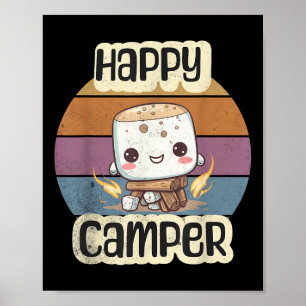 Happy Marshmallow Camper Cute Girls Kids Camp Camp Poster