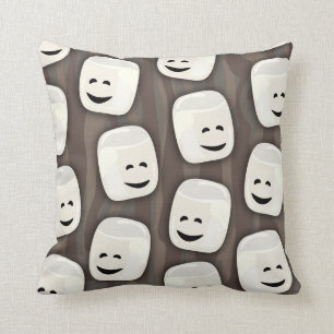 Happy Marshmallow Friends Pattern Throw Pillow