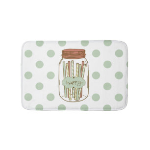Happy mason jar and straws bathroom rug
