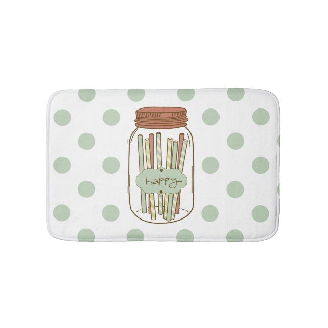 Happy mason jar and straws bathroom rug (Front)